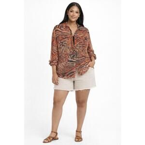 Organza Oversized Shirt Trendy multi color size 1X by Nina Parker